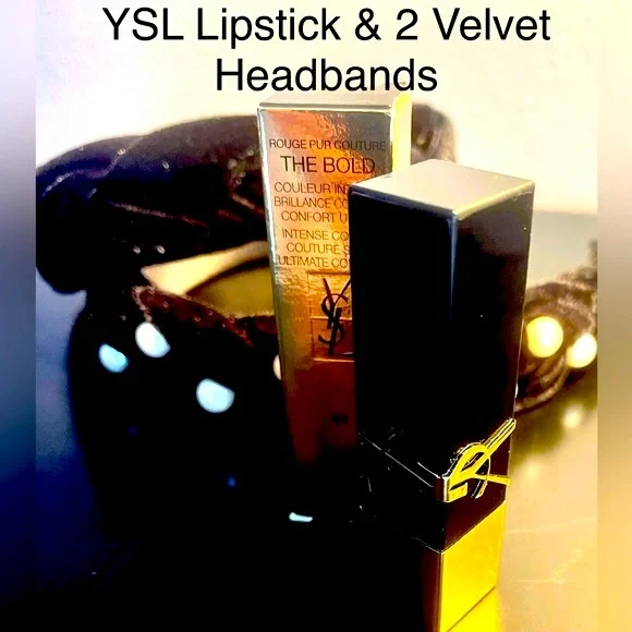 YSL Lipstick & 2 Headbands YSL Rouge Pur Coutour The Bold NIB &2 Velvet NIP Head